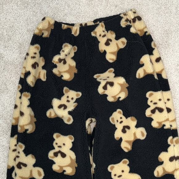Shein Black Qutie Bear Pattern Teddy Jogger Pants Women's Small - Picture 2 of 5